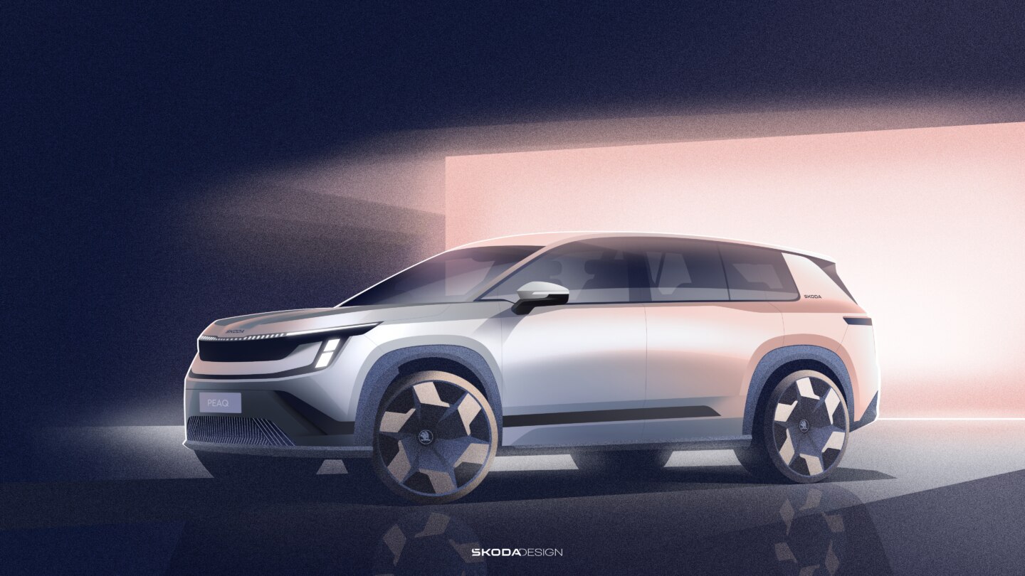 Škoda dezvăluie schițele noului SUV electric cu șapte locuri, Peaq