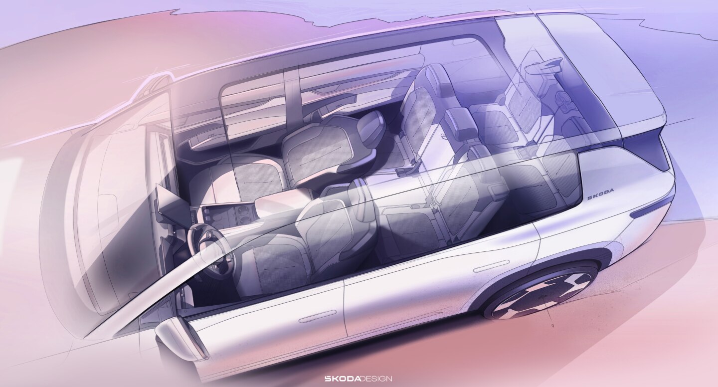 Škoda dezvăluie interiorul noului SUV electric cu șapte locuri: Iată cum arată conceptul Peaq